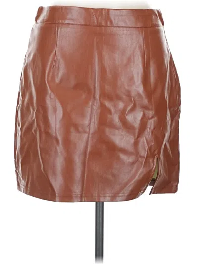 Pre-owned Lulus Faux Leather Skirt In Brown