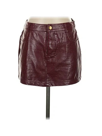 Pre-owned Lulus Faux Leather Skirt In Burgundy