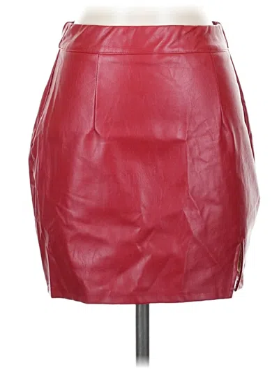 Pre-owned Lulus Faux Leather Skirt In Burgundy