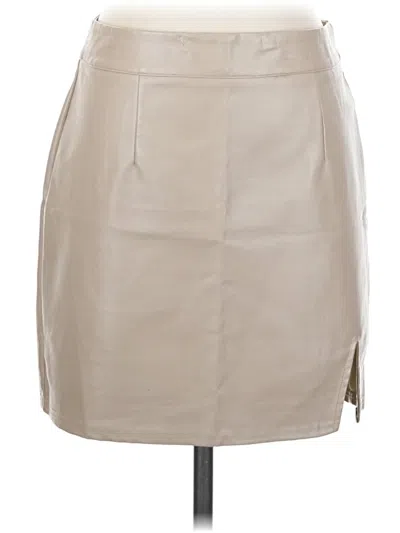 Pre-owned Lulus Faux Leather Skirt In Tan