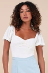 Shop Lulus Favorite Impression White Puff Sleeve Bodysuit