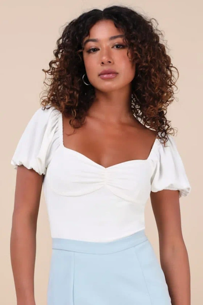 Lulus Favorite Impression White Puff Sleeve Bodysuit