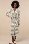 Lulus Favorite Potential Ivory And Olive Striped Ribbed Midi Dress In Ivory