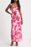 Lulus Faye Floral Print Slipdress In Pink