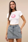 Lulus Fayla Medium Wash Denim Rhinestone Mini Skirt
