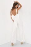 Lulus Feeling Sparkly White Sequin Bow Wide-leg Jumpsuit In White