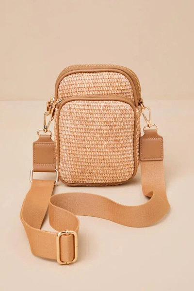 Lulus Fenna Tan Raffia Woven Crossbody Bag