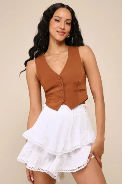Lulus Festival Flirtation Ivory Lace Ruffled Tiered Shorts