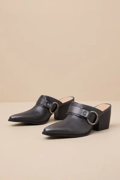 Lulus Filippa Black Pointed-toe O-ring Mules