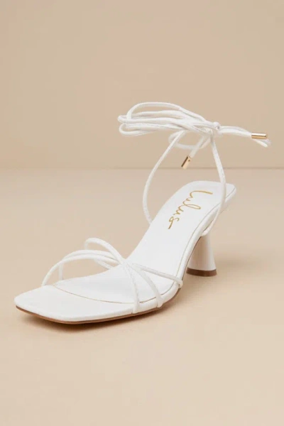 Lulus Findlay White Lace-up High Heel Sandals