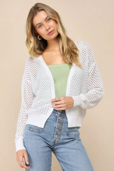 Lulus Finished 'fit White Sheer Loose Knit Cardigan Sweater