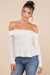 Lulus Flattering Pick Ivory Off-the-shoulder Long Sleeve Top In Ivory