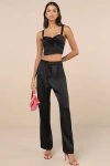 Lulus Flawless Behavior Black High Rise Straight Leg Pants In Black