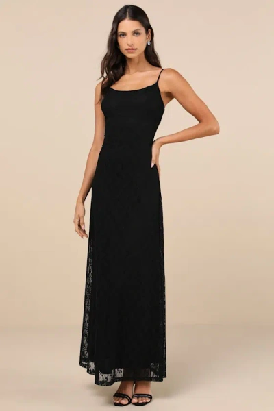 Lulus Flawless Choice Black Lace Sleeveless Maxi Dress