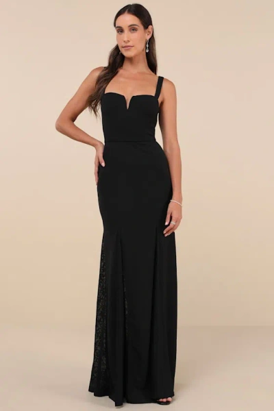 Lulus Flawless Concept Black Sleeveless Lace A-line Maxi Dress