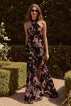 Lulus Flawlessly Gorgeous Black Burnout Floral Halter Maxi Dress In Black