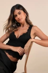 Lulus Flirtatious Statement Black Lace Back Cutout Tank Top In Black