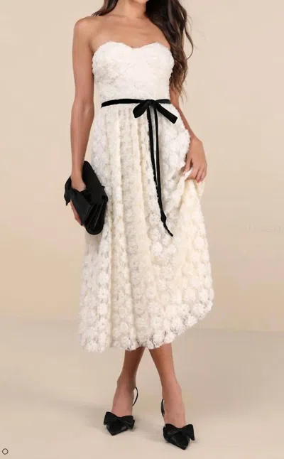 Lulus Floral Applique Lace Midi Dress In Ivory In Multi