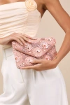 Lulus Floria Pink Beaded Floral Clutch In Pink
