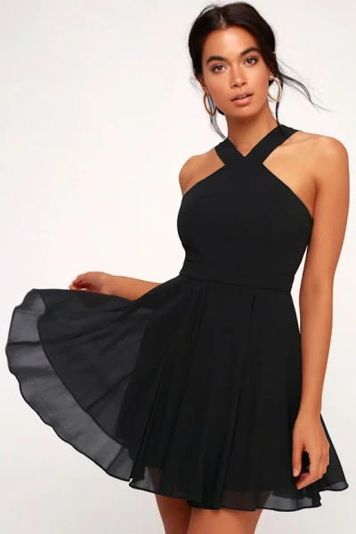 Lulus Forevermore Black Skater Dress