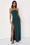 Lulus Foxy Emerald Green Strapless Maxi Dress In Emerald Green