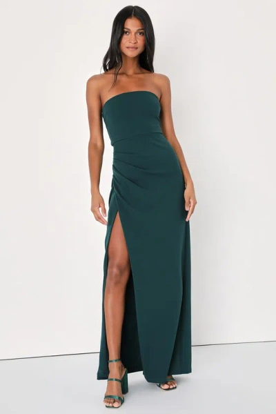 Lulus Foxy Emerald Green Strapless Maxi Dress