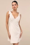Lulus Gabriella Cream Tie-strap Mini Dress In White