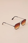 Lulus Gabryle Black And Brown Aviator Sunglasses In Black