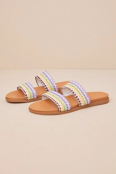 Lulus Galatia Rainbow Multi Woven Slide Sandals