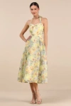 Lulus Galia Yellow Multi Floral Halter Midi Dress