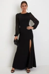 Lulus Garden Bliss Black Cutout Long Sleeve Mermaid Maxi Dress In Black