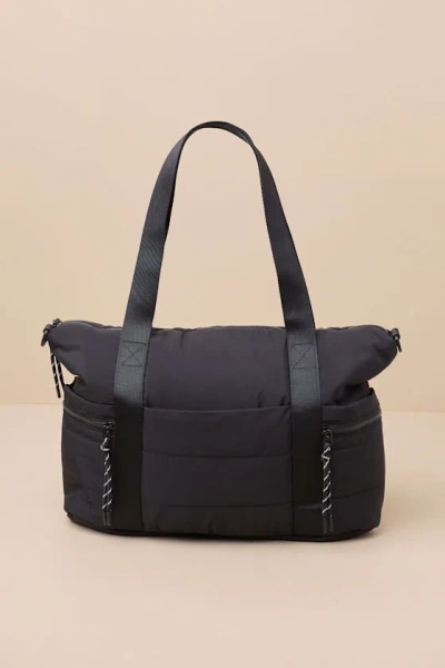 Lulus Genet Black Nylon Quilted Weekender Bag In Orange