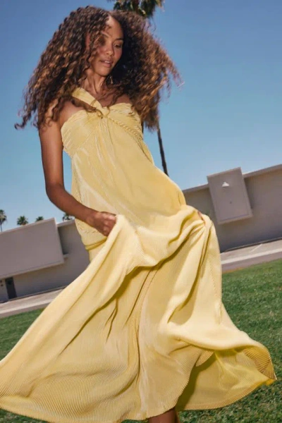 Lulus Georgianna Light Yellow Plisse Maxi Dress
