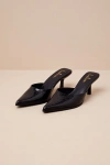 Lulus Gerralynn Black Distressed Pointed-toe Low Heel Mule Pumps In Black