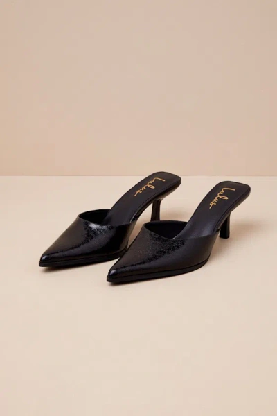 Lulus Gerralynn Black Distressed Pointed-toe Low Heel Mule Pumps