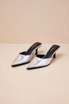 Lulus Gerralynn Silver Distressed Pointed-toe Low Heel Mule Pumps In Silver