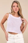 Lulus Get The Look Light Lavender Loose Knit Sweater Tank Top In Purple