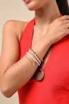 Lulus Giginna Gold And White Beaded Five-piece Bracelet Set