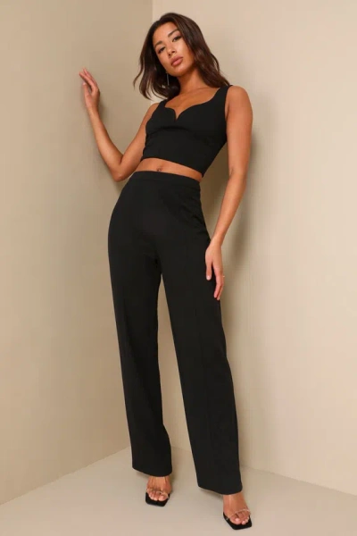 Lulus Glamorous Direction Black Sleeveless Two-piece Jumpsuit