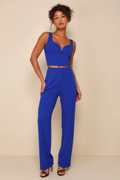Lulus Glamorous Direction Royal Blue Sleeveless Two-piece Jumpsuit