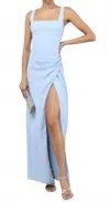 Lulus Glamorous Disposition Ruched Maxi Dress In Light Blue In Blue
