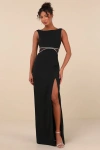 Lulus Glamorous Invite Black Rhinestone Maxi Dress In Black