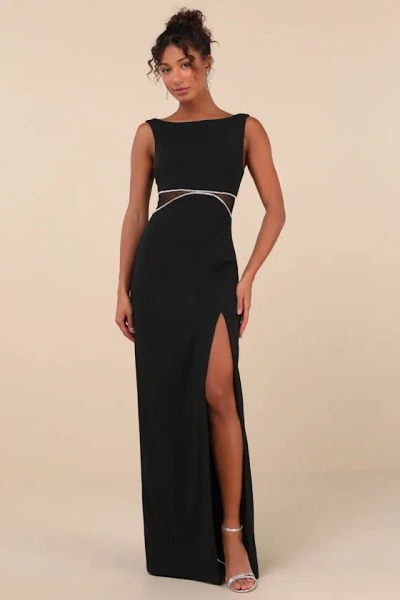 Lulus Glamorous Invite Black Rhinestone Maxi Dress