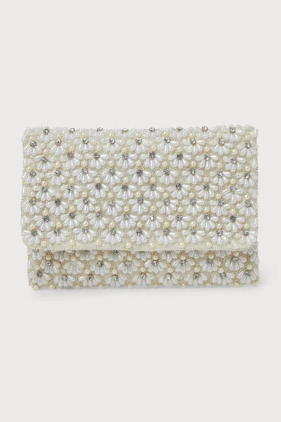 Lulus Glamorous Radiance Ivory Pearl Rhinestone Clutch