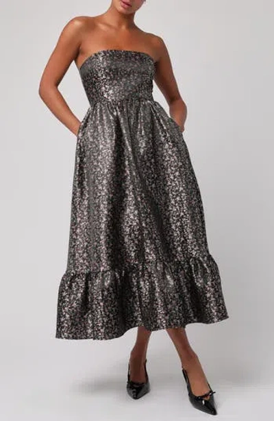 Lulus Glenn Strapless Midi Dress In Brown