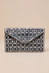 LULUS GLITTERING CHOICE BLACK AND SILVER BEADED SEQUIN CLUTCH