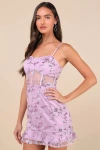 Lulus Glittering Delight Lavender Mesh Sequin Embroidered Mini Dress In Purple