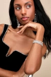 Lulus Glittering Effect Silver Rhinestone Bracelet Set In Silver