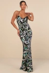 Lulus Glittering Icon Black Iridescent Sequin Lace-up Maxi Dress In Black
