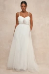 Lulus Glittering Romance White Rhinestone Tulle Bustier Maxi Dress In White